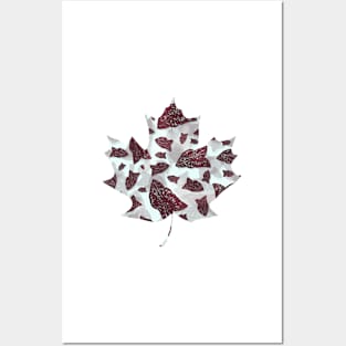 Red Begonia Leaves floral vintage pattern Posters and Art